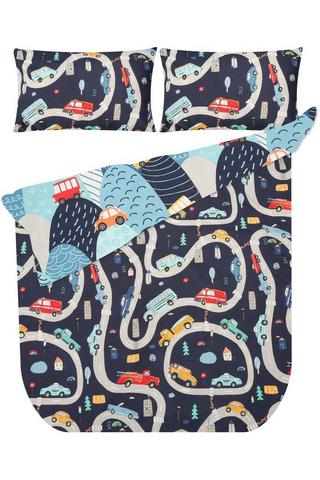 KIDS CAR PRINT POLYESTER DUVET COVER