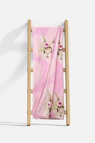 KIDS BUNNY CORAL FLEECE BLANKET - 1 - Baby Pink