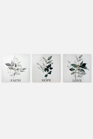 3 PACK FAITH HOPE LOVE WALL ART