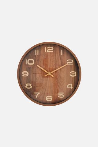 CLOCK WOOD BROWN 30CM