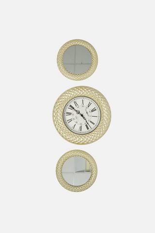 DIMENSIONAL TRIO CLOCK 55X35X3CM - 1 - Antique Gold