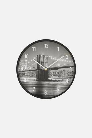 PRINTED CITY CLOCK 30CM BLACK