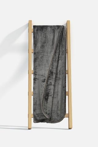 LUXURY SOFT PLUSH BLANKET 200X220CM - Q - Charcoal