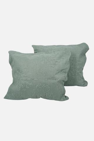 2 PACK DAMASK CONTI PILLOWCASES - 1 - Sage