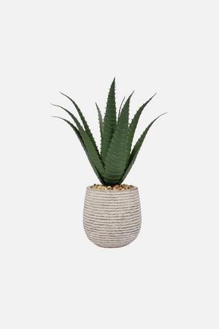 POTTED FAUX ALOE PLANT - 1 - Cement