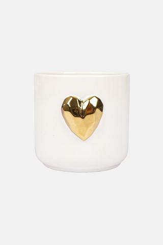 GOLD HEART DECORATIVE PLANTER - 1 - White