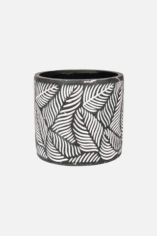 PLANTER CERAMIC LEAF BLACK