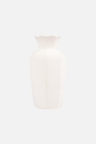 ANGLE SCALOP DECORATIVE VASE - 1 - Winter White
