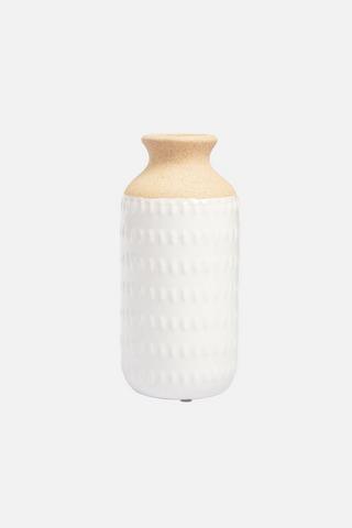 TEXTURED VASE STONE/WHT