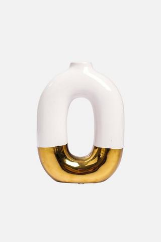 OVAL DONUT VASE WHITE