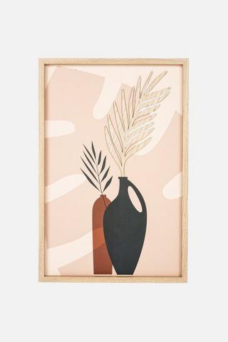 FRAMED POTTED WALLART TAUPE 40X60