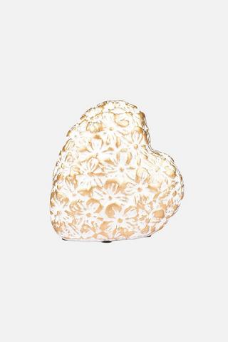 Daisy Heart Ornament - White and Gold