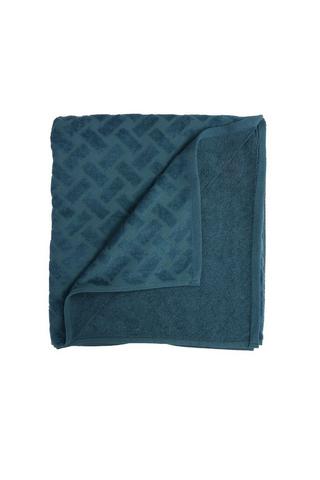 BASKET WEAVE VELOUR BATH SHEET -TEAL