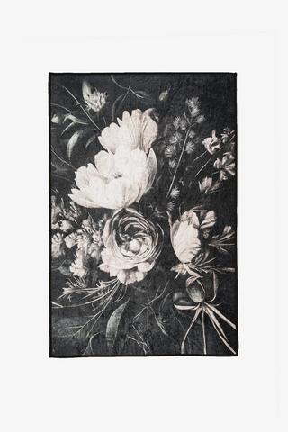 DARK FLORAL RUG BLACK 120X180CM