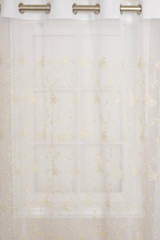 EMBOSSED SEQUIN SHEER EYELET CURTAIN 140X225CM