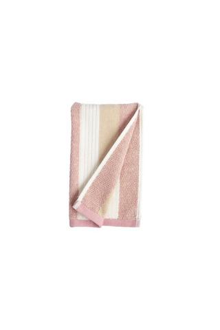 MELANGE STRIPE  VELOUR GUEST TOWEL PINK