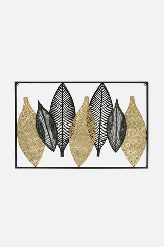 METAL LEAVES BLACK 52X80CM