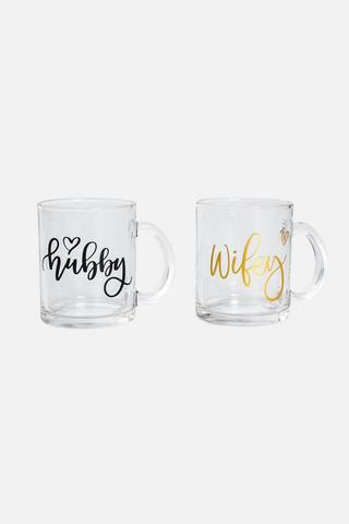 2 PACK HUBBY & WIFEY MUGS