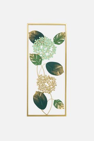 DIMENSIONAL METAL FLORAL WALL ART 29X69