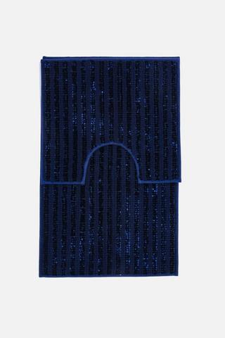 2PC VISCOSE BOBBLE BATHMAT SET NAVY