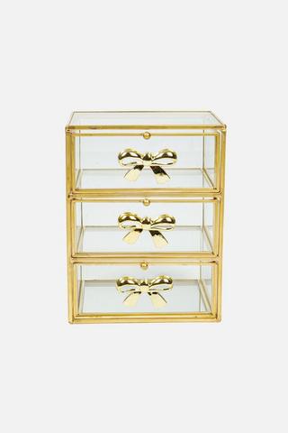 3 TIER JEWELERY BOX WITH BOW HANDLES