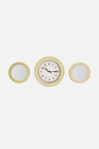 DIMENSIONAL TRIO CLOCK GOLD