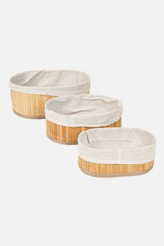 3 BAMBOO STORAGE BASKETS