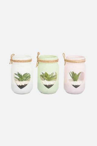POTTED SAND GLASS HEARTS