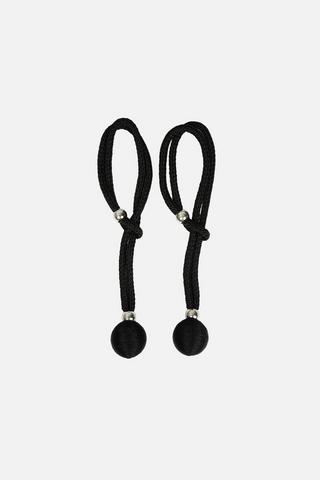 2PK BLACK BAUBLE TIEBACK