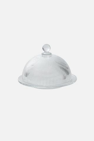 RIBBED GLASS DOME & PLATE