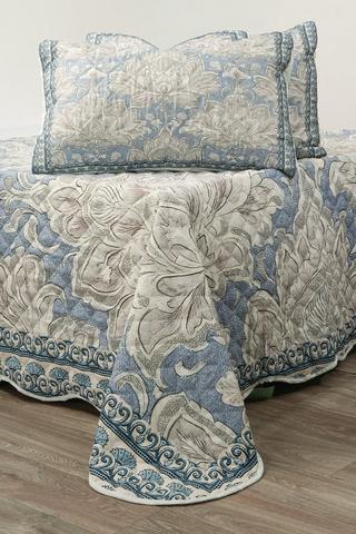 3 PIECE BLOCK FLORAL POLYESTER QUILT SET