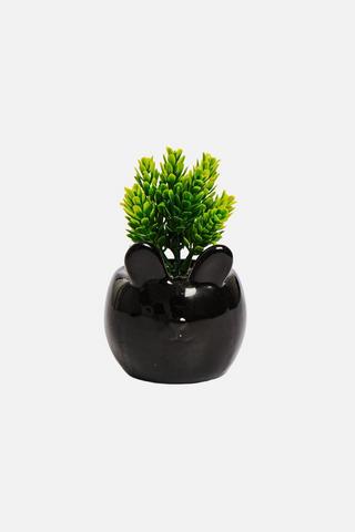 POTTED CERAMIC BUNNY BLACK