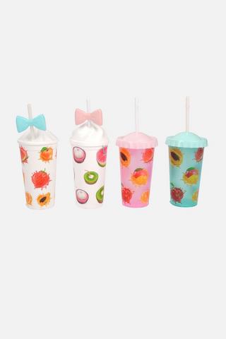 ASSORTED FRUIT CUP AND STRAW