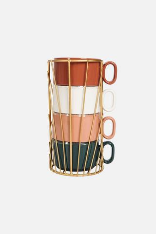4 PACK MUG IN A RACK 200ML