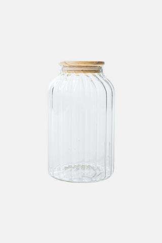 GLASS RIBBED BELLY JAR