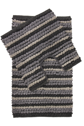 2 PIECE MELANGE STRIPE BATHMAT SET - 1 - Charcoal