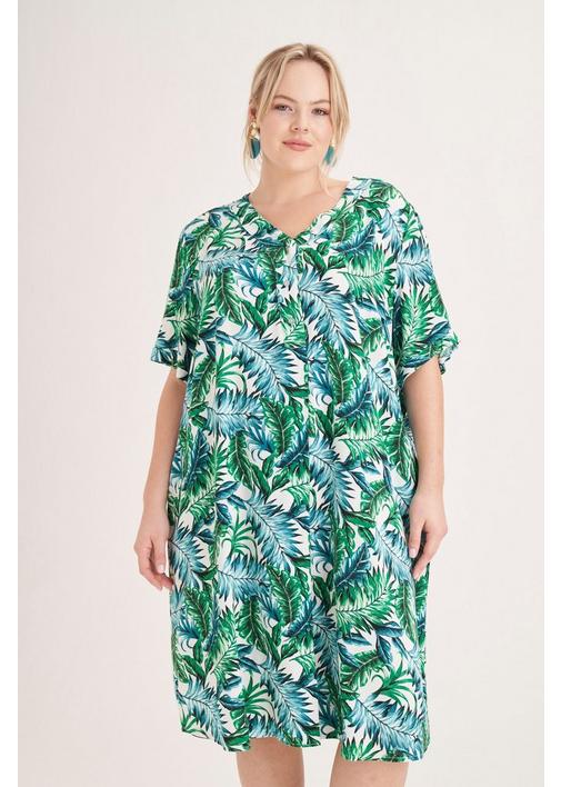 TROPICAL A LINE HENLEY DRESS XXL Multi MILADYS