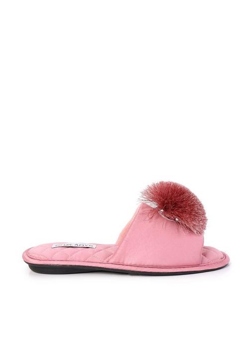 Fuzzy pom pom online slippers