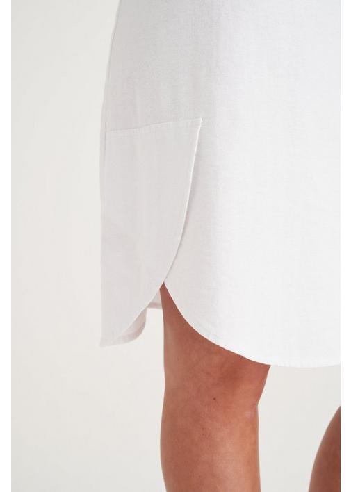 LINEN HENLEY DRESS - 3XL - White | MILADYS