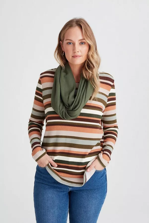 STRIPE TOP WITH SNOOD