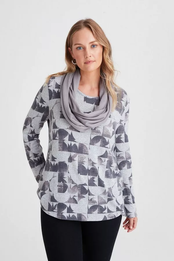 PRINTED TOP WITH SNOOD