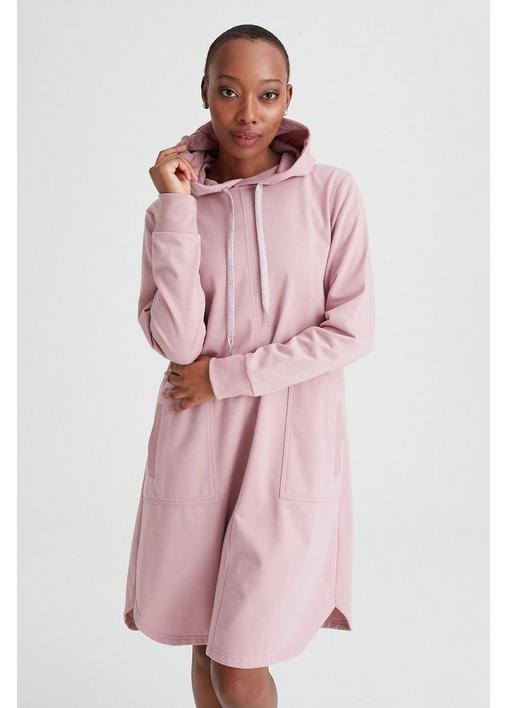 FLEECE HOODED DRESS 3XL Dusty Pink MILADYS