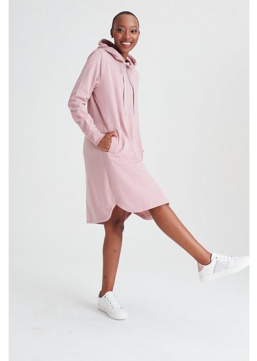 FLEECE HOODED DRESS - 3XL - Dusty Pink