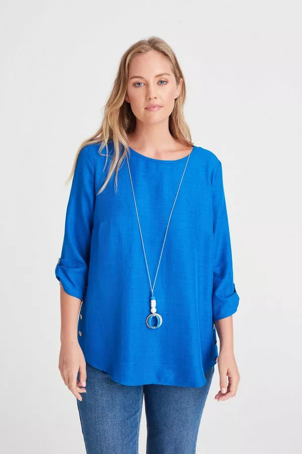COBALT BLUE TOP WITH NECKLACE