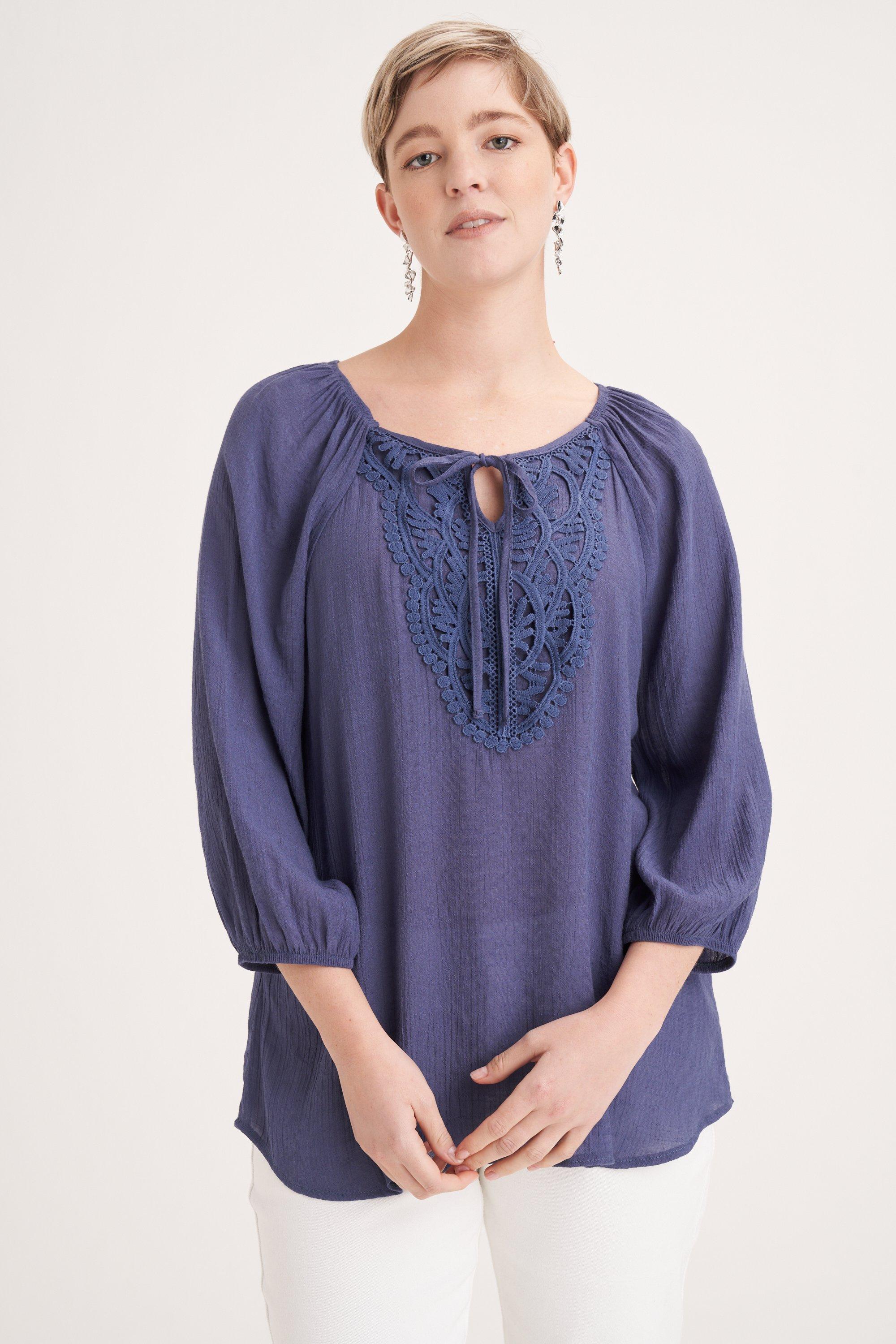 EMBROIDERY PEASANT TOP