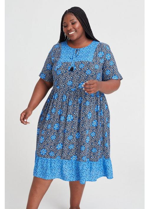 peasant smock dress Girl's Steel Blue Smocked 15% Nylon Time and Tru Women's Smocked