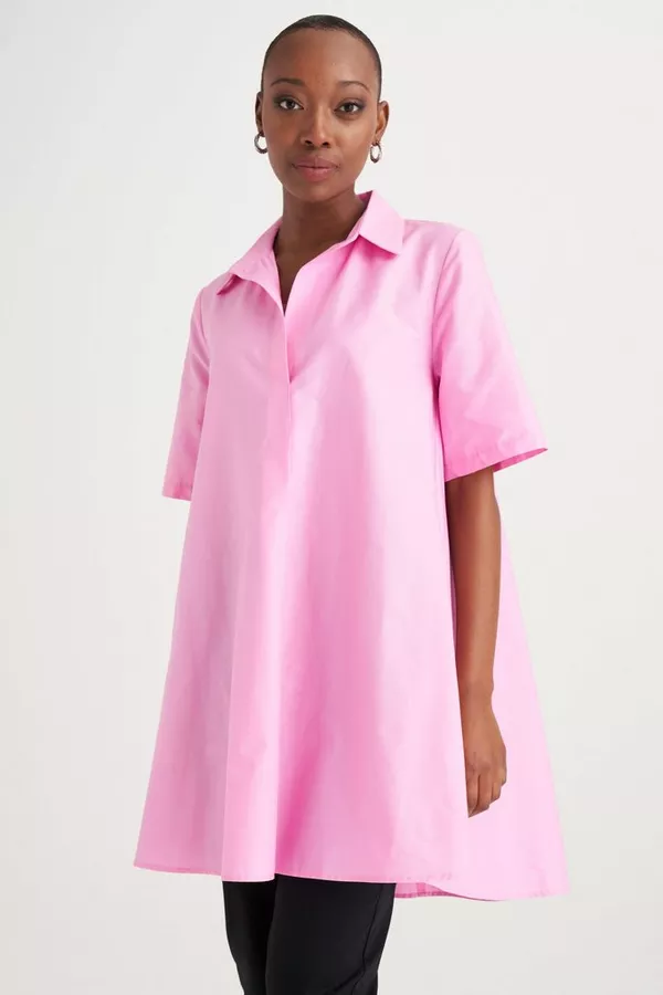 COTTON COLLARED TUNIC PINK
