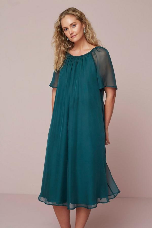 PLEATED DRESS GREEN
