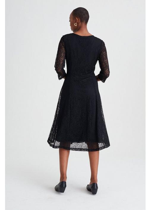 BLACK LACE FIT AND FLARE DRESS XXL Black MILADYS