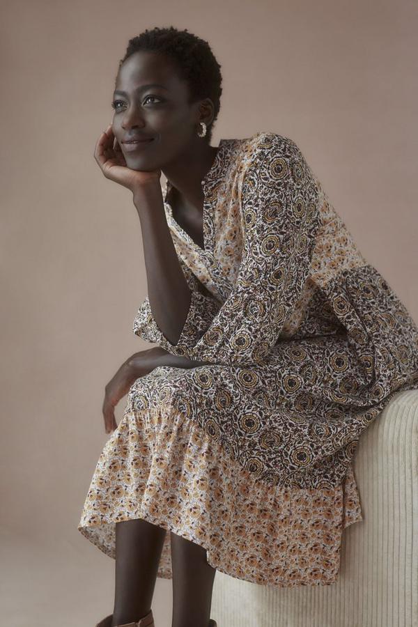 PRINTED PEASANT DRESS